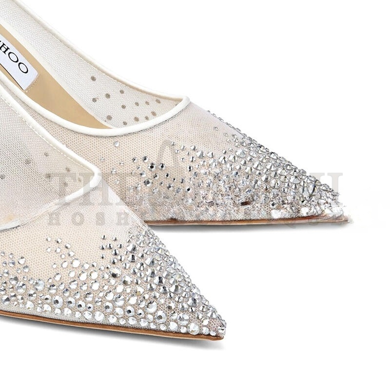 J1m*y Ch00 LOVE 65 WHITE MESH PUMPS WITH DÉGRADÉ CRYSTALS LOVE65NYT Master Quality